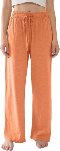Womens Pajama Pants Lightweight Casual Comfy Lounge Palazzo Pants Sleepwear Loungewear PJs Bottoms with Pockets in Saudi Arabia