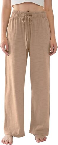 Womens Pajama Pants Lightweight Casual Comfy Lounge Palazzo Pants Sleepwear Loungewear PJs Bottoms with Pockets in Saudi Arabia