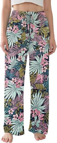 Womens Pajama Pants Lightweight Casual Comfy Lounge Palazzo Pants Sleepwear Loungewear PJs Bottoms with Pockets in Saudi Arabia