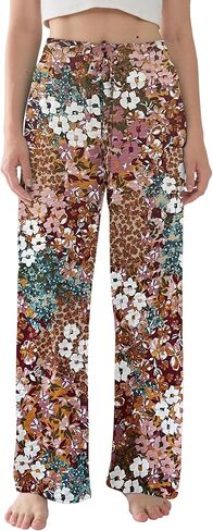 Womens Pajama Pants Lightweight Casual Comfy Lounge Palazzo Pants Sleepwear Loungewear PJs Bottoms with Pockets in Saudi Arabia