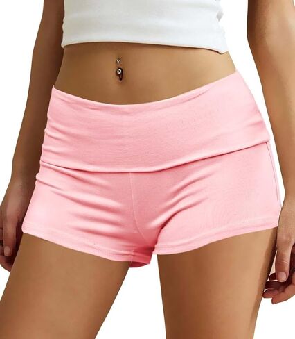 شورت نسائي قابل للطي بخصر مطاطي رفيع Y2k شورت بيجامة لطيف ذو قيعان صغيرة ملابس نوم صغيرة نحيفة in Kuwait
