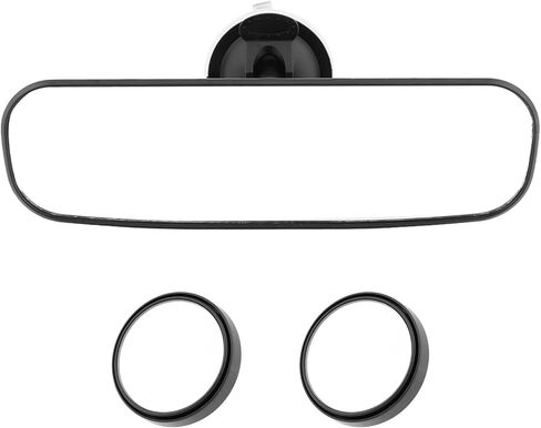 مرآة الرؤية الخلفية للسيارة مقاس 9.8 بوصة من UXELY مع كوب شفط، مرآة رؤية خلفية داخلية أوتوماتيكية قابلة للتعديل ومضادة للوهج، مجموعة مرآة داخلية سميكة عالية الدقة للسيارة، عالمية للبحرية والشاحنات وسيارات الدفع الرباعي، كما تظهر الصورة in Kuwait