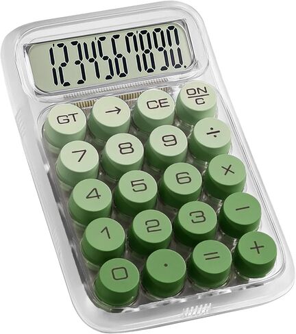 Mechanical Switch Calculator with 10 Digits Large LCD Display, Cute Basic Calculator with Big Button Anti-Slip Pad, Transparent Body, for Office Desk Home Business School - Red in Saudi Arabia