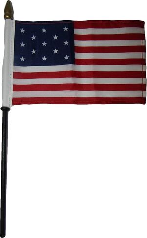 AES Wholesale 6 USA American 13 Star Linear 4"x6" Flag Desk Set Table Wood Stick Staff in Saudi Arabia