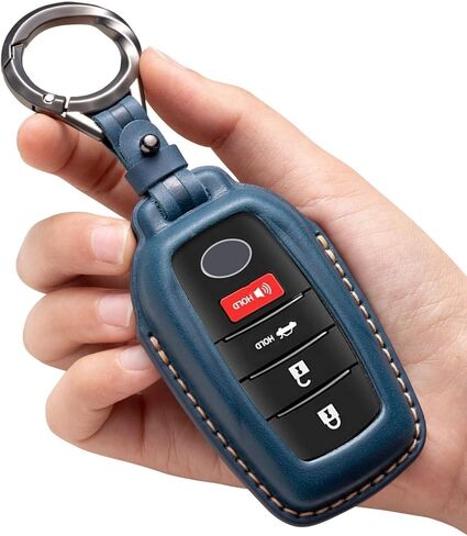 for Toyota Key Fob Cover Leather Car Key Fob Case Keychain Compatible for Venza Tundra Rav4 Prime Sienna Corolla Cross Crown Hilux Key Holder -Black in Saudi Arabia