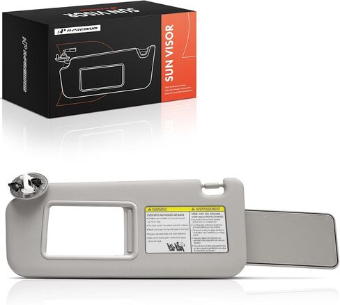 A-Premium Driver Left Side Sun Visor Compatible with Toyota RAV4 2006-2013 - Without Sunroof, Without Vanity Light, with Vanity Mirror, with Sliding Sun Visor Extension, Gray - Replaces 74320-42500-B0 in Saudi Arabia