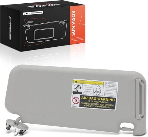 A-Premium Driver Left Side Sun Visor Compatible with Toyota RAV4 2006-2013 - Without Sunroof, Without Vanity Light, with Vanity Mirror, with Sliding Sun Visor Extension, Gray - Replaces 74320-42500-B0 in Saudi Arabia