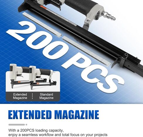 دباسة تنجيد هوائية من WOODPECKER NL7116 مع مجلة ممتدة، دبابيس تاج مقاس 22 مقاس 3/8 بوصة، مسدس دبابيس هوائي من سلسلة 71 للأعمال الخشبية، من 1/4 بوصة إلى 5/8 بوصة in Kuwait