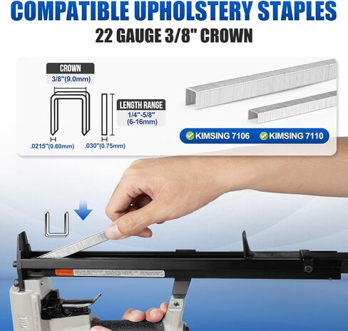 دباسة تنجيد هوائية من WOODPECKER NL7116 مع مجلة ممتدة، دبابيس تاج مقاس 22 مقاس 3/8 بوصة، مسدس دبابيس هوائي من سلسلة 71 للأعمال الخشبية، من 1/4 بوصة إلى 5/8 بوصة in Kuwait