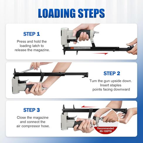 دباسة تنجيد هوائية من WOODPECKER NL7116 مع مجلة ممتدة، دبابيس تاج مقاس 22 مقاس 3/8 بوصة، مسدس دبابيس هوائي من سلسلة 71 للأعمال الخشبية، من 1/4 بوصة إلى 5/8 بوصة in Kuwait