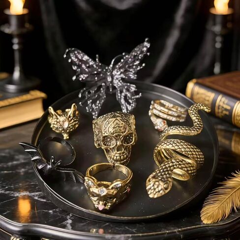 Gift-Ready Light Gothic&Witchy Mystery Jewelry Jar – 30pcs Gold&Black Surprise Costume Jewelry Set Unique Anniversary Birthday Friendship Gift for Her in Kuwait