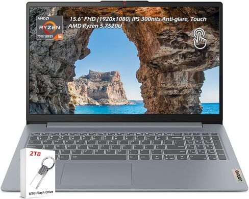 Lenovo IdeaPad 1 – AMD Ryzen5-5500U – 15.6" Full HD (1920x1080) – 8GB Memory – 512GB SSD Storage – Windows 11 - Cloud Grey – (2023 Model) in Kuwait