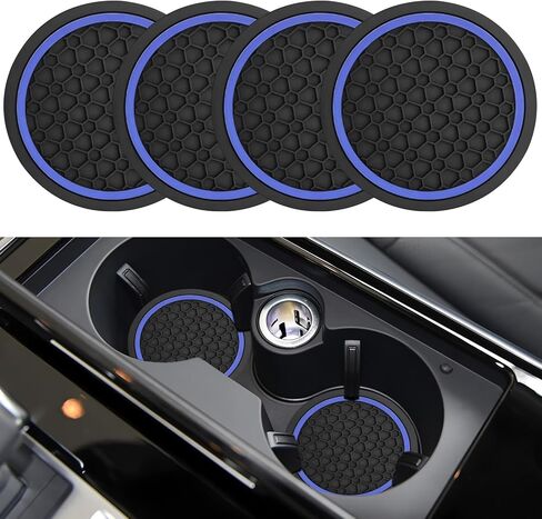 4PCS Car Cup Holder Coasters,Universal Auto Non-Slip Insert Water Bottle Holder Pads,Dustproof Automotive Interior Accessories Mat for Vehicles,Trucks,RVs and More (Black/Red) in Saudi Arabia