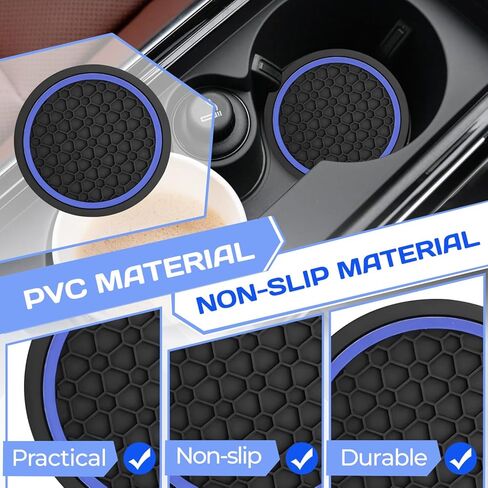 4PCS Car Cup Holder Coasters,Universal Auto Non-Slip Insert Water Bottle Holder Pads,Dustproof Automotive Interior Accessories Mat for Vehicles,Trucks,RVs and More (Black/Red) in Saudi Arabia