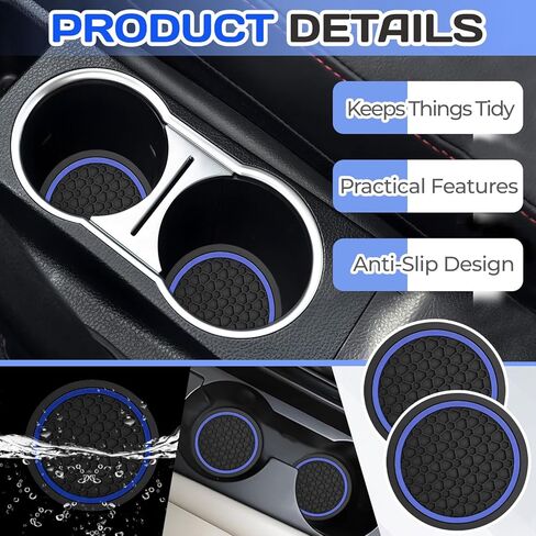 4PCS Car Cup Holder Coasters,Universal Auto Non-Slip Insert Water Bottle Holder Pads,Dustproof Automotive Interior Accessories Mat for Vehicles,Trucks,RVs and More (Black/Red) in Saudi Arabia