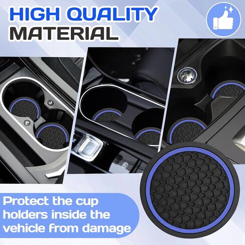 4PCS Car Cup Holder Coasters,Universal Auto Non-Slip Insert Water Bottle Holder Pads,Dustproof Automotive Interior Accessories Mat for Vehicles,Trucks,RVs and More (Black/Red) in Saudi Arabia