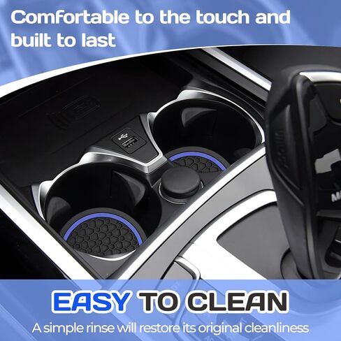 4PCS Car Cup Holder Coasters,Universal Auto Non-Slip Insert Water Bottle Holder Pads,Dustproof Automotive Interior Accessories Mat for Vehicles,Trucks,RVs and More (Black/Red) in Saudi Arabia