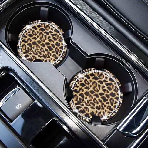 قواعد أكواب السيارة الفهد لحاملات الأكواب، 4 عبوات من السيليكون حامل أكواب السيارة الفهد، قواعد حامل أكواب عالمية غير قابلة للانزلاق مقاس 2.75 بوصة، ملحقات داخلية للسيارة للنساء (أصفر) in Kuwait