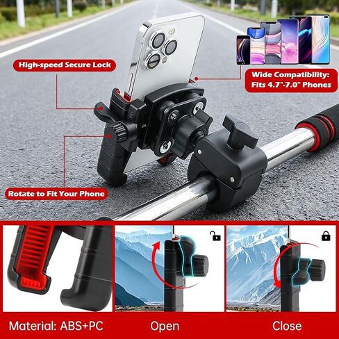 حامل هاتف للدراجات النارية، حامل هاتف خلوي بمقود الدراجة الإلكترونية من الجيل الثالث مضاد للاهتزاز فائق الثبات مع قفل آمن، حامل هواتف Mot-orbike مضاد للاهتزاز للهواتف مقاس 4.7-7 بوصات in Kuwait