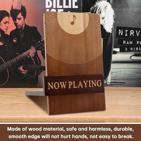 Vinyl Record Stand, Classic Wood Albums Now Playing Display Vinyl Record Stand Elegant Rustic CDs(COLOR:Brown) in Saudi Arabia