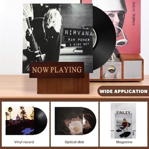 Vinyl Record Stand, Classic Wood Albums Now Playing Display Vinyl Record Stand Elegant Rustic CDs(COLOR:Brown) in Saudi Arabia