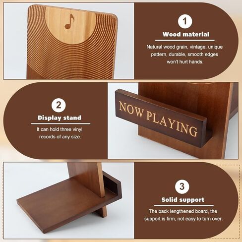 Vinyl Record Stand, Classic Wood Albums Now Playing Display Vinyl Record Stand Elegant Rustic CDs(COLOR:Brown) in Saudi Arabia