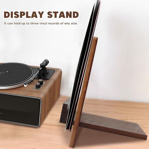 Vinyl Record Stand, Classic Wood Albums Now Playing Display Vinyl Record Stand Elegant Rustic CDs(COLOR:Brown) in Saudi Arabia