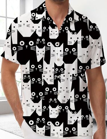Mens Hawaiian Button Casual Shirt: Novelty Fashion Short Sleeve Summer Clothing in Saudi Arabia