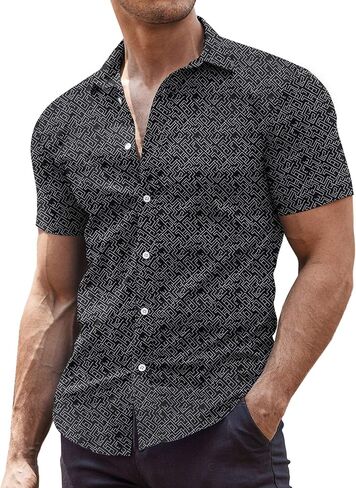 COOFANDY Men's Muscle Fit Dress Shirts Wrinkle-Free Short Sleeve Casual Button Down Shirt in Saudi Arabia