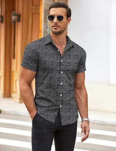 COOFANDY Men's Muscle Fit Dress Shirts Wrinkle-Free Short Sleeve Casual Button Down Shirt in Saudi Arabia