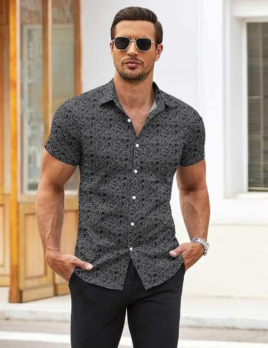 COOFANDY Men's Muscle Fit Dress Shirts Wrinkle-Free Short Sleeve Casual Button Down Shirt in Saudi Arabia