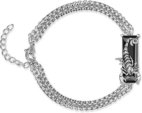Scorpion Bracelet for Men Women 925 Sterling Silver Black Crytal Insect Bug Bracelets Cool Scorpion Gifts in Saudi Arabia