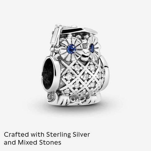 PANDORA Jewelry Owl Graduation Crystal and Cubic Zirconia Charm in Sterling Silver in Saudi Arabia