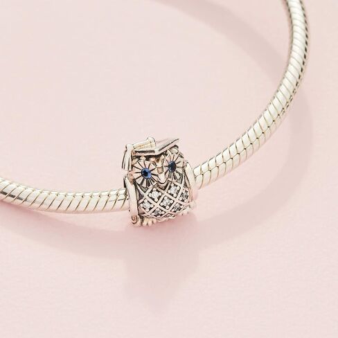 PANDORA Jewelry Owl Graduation Crystal and Cubic Zirconia Charm in Sterling Silver in Saudi Arabia