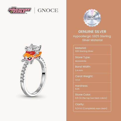 GNOCE The Powerpuff Blossom Embraces Moissanite Round Cut Ring for Women, S925 Sterling Silver Ring for Her Wife, Valentine‘s Day, Mother’s Day Jewelry in Saudi Arabia