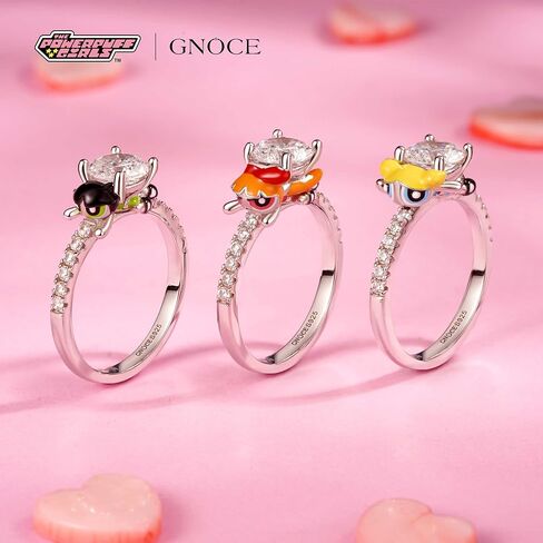 GNOCE The Powerpuff Blossom Embraces Moissanite Round Cut Ring for Women, S925 Sterling Silver Ring for Her Wife, Valentine‘s Day, Mother’s Day Jewelry in Saudi Arabia
