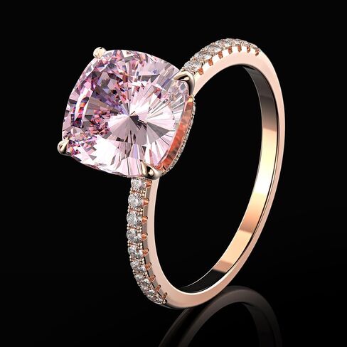 14K Solid Gold over S925 Sterling Silver Women 5 Carat Cushion Cut 10 * 10MM Pink Moissanite Ring, Engagement Jewelry for Women in Saudi Arabia