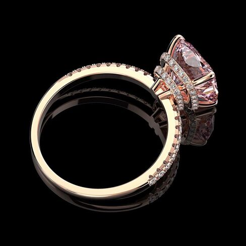 14K Solid Gold over S925 Sterling Silver Women 5 Carat Cushion Cut 10 * 10MM Pink Moissanite Ring, Engagement Jewelry for Women in Saudi Arabia