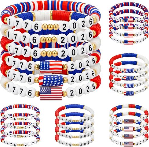 Highergo 250th Anniversary USA Bracelet Bulk 4th of July Wristband American Patriotic Independence Day Party Favor Gift in Saudi Arabia