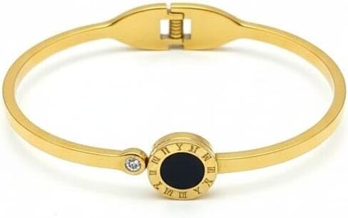 Gold bracelets for Women, 18K gold plated Roman Numeral Bangle Bracelet, Jewelry, gifts for her (Birthday, Anniversary, Valentine's day) in Saudi Arabia