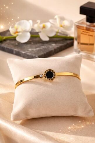 Gold bracelets for Women, 18K gold plated Roman Numeral Bangle Bracelet, Jewelry, gifts for her (Birthday, Anniversary, Valentine's day) in Saudi Arabia