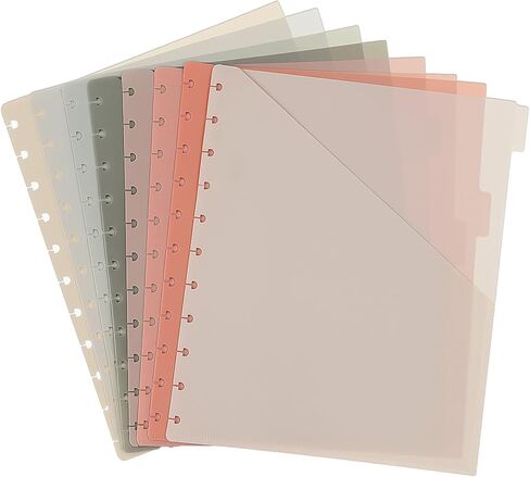 8 PCS Discbound Pocket Dividers with Tabs and Pockets, 8.5 x 11 Letter Size Discbound Divider, Tabs & Colorful Plastic Dividers Plastic Divider for Business School Office in Kuwait