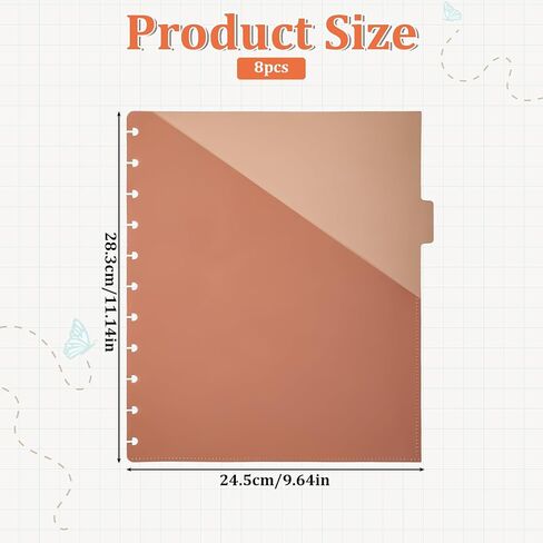 8 PCS Discbound Pocket Dividers with Tabs and Pockets, 8.5 x 11 Letter Size Discbound Divider, Tabs & Colorful Plastic Dividers Plastic Divider for Business School Office in Kuwait