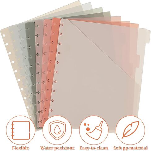 8 PCS Discbound Pocket Dividers with Tabs and Pockets, 8.5 x 11 Letter Size Discbound Divider, Tabs & Colorful Plastic Dividers Plastic Divider for Business School Office in Kuwait