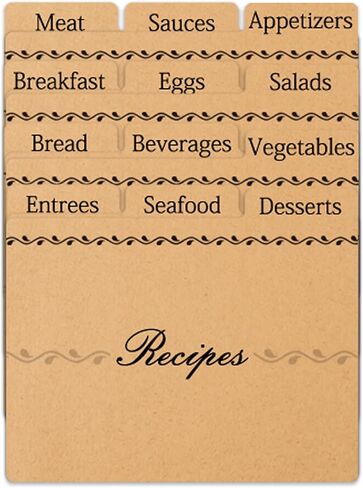 Kraft Recipe Card Dividers with Tabs 4x6 Inch Including 14 Labelled and 10 Blank Tabs, for Recipe Box Dividers 24 Pack in Saudi Arabia