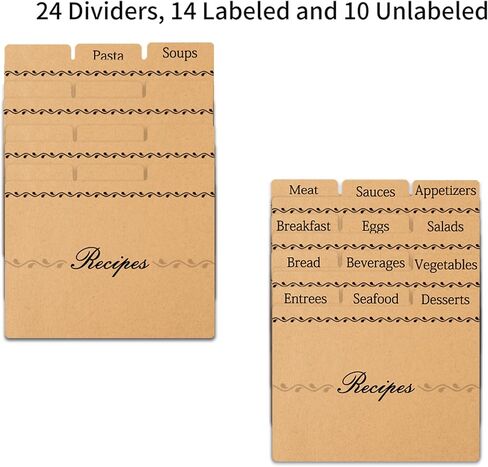 Kraft Recipe Card Dividers with Tabs 4x6 Inch Including 14 Labelled and 10 Blank Tabs, for Recipe Box Dividers 24 Pack in Saudi Arabia