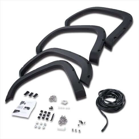 [4Pcs-Set] Pocket-Rivet Style Fender Flares Compatible with 07-14 GMC Sierra 97.6"/78.7"/78" Fleetside Bed in Saudi Arabia