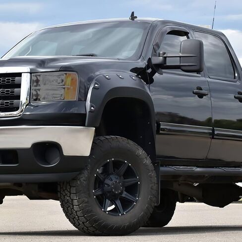 [4Pcs-Set] Pocket-Rivet Style Fender Flares Compatible with 07-14 GMC Sierra 97.6"/78.7"/78" Fleetside Bed in Saudi Arabia