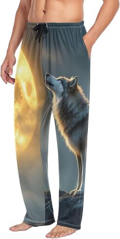 AIXIWAWA Moon Night Wolf Mens Pajama Pants Cozy Sleepwear Lounge PJ Bottoms with Pockets Drawstring S in Saudi Arabia