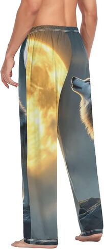 AIXIWAWA Moon Night Wolf Mens Pajama Pants Cozy Sleepwear Lounge PJ Bottoms with Pockets Drawstring S in Saudi Arabia